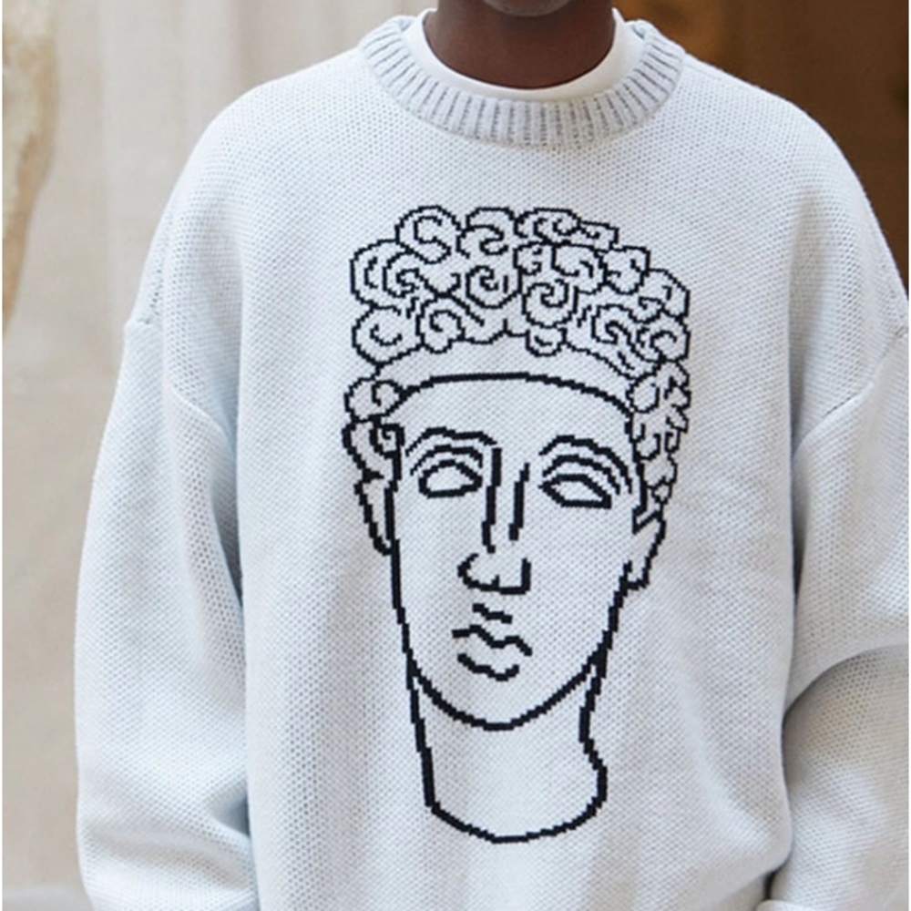 NWT The Met x PacSun Marble Head Cropped Crew Neck Sweater